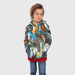 Толстовка-худи детская Иллюзия смешанных абстрактных красок, цвет: 3D-красный — фото 2