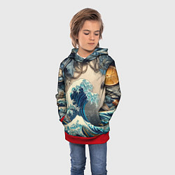 Толстовка-худи детская Collage of all sorts of things and a wave, цвет: 3D-красный — фото 2