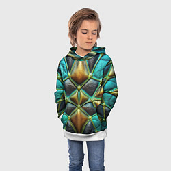 Толстовка-худи детская Объемная футуристичная объемная текстура из кожи, цвет: 3D-белый — фото 2