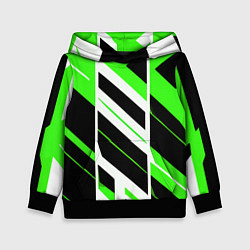 Толстовка-худи детская Black and green stripes on a white background, цвет: 3D-черный