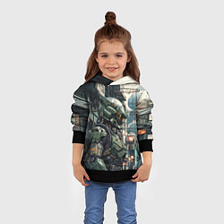 Толстовка-худи детская Киборг в зелёной броне, цвет: 3D-черный — фото 2