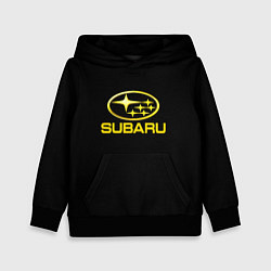 Толстовка-худи детская Subaru logo yellow, цвет: 3D-черный