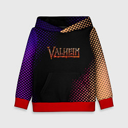 Толстовка-худи детская Valheim logo pattern, цвет: 3D-красный