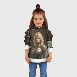 Толстовка-худи детская Девушка стимпанковской броне, цвет: 3D-белый — фото 2