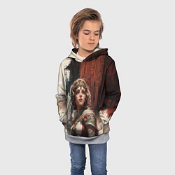 Толстовка-худи детская Девушка на фоне футуристичного города, цвет: 3D-меланж — фото 2