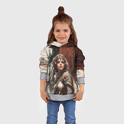 Толстовка-худи детская Девушка на фоне футуристичного города, цвет: 3D-меланж — фото 2