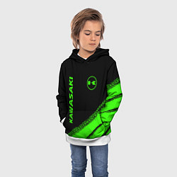Толстовка-худи детская Kawasaki - logo, цвет: 3D-белый — фото 2