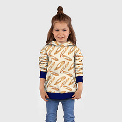 Толстовка-худи детская The baguette pattern, цвет: 3D-синий — фото 2