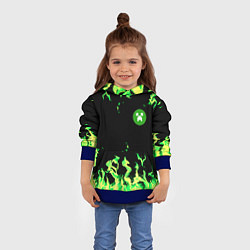Толстовка-худи детская Minecraft green flame, цвет: 3D-синий — фото 2
