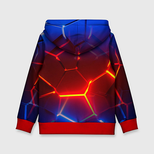 Детская толстовка Светящиеся лавой неоновые плиты в разломе / 3D-Красный – фото 2