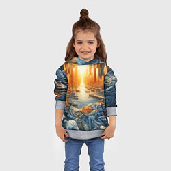 Толстовка-худи детская Нью-Йорк с джинсовыми берегами - нейросеть, цвет: 3D-меланж — фото 2