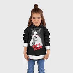 Толстовка-худи детская Сердитый кот с ножом, цвет: 3D-белый — фото 2