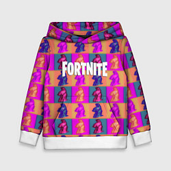 Толстовка-худи детская Fortnite logo pattern game, цвет: 3D-белый