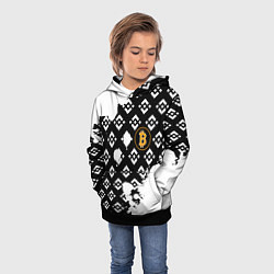 Толстовка-худи детская Bitcoin pattern binance, цвет: 3D-черный — фото 2
