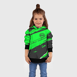 Толстовка-худи детская BYD sport green, цвет: 3D-черный — фото 2