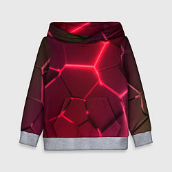 Толстовка-худи детская Маджента неоновые плиты в разломе, цвет: 3D-меланж