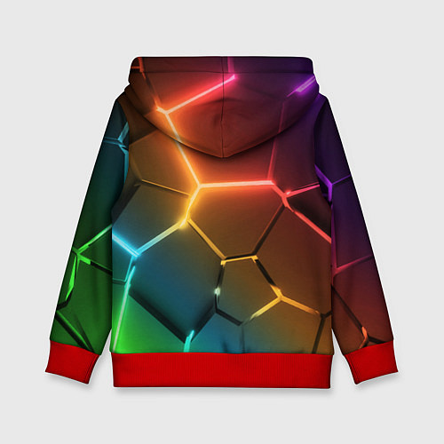 Детская толстовка Радужные неоновые плиты в разломе / 3D-Красный – фото 2