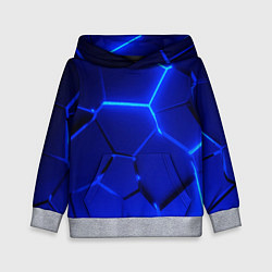 Толстовка-худи детская Текстура темных синих неоновые плиты, цвет: 3D-меланж