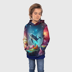 Толстовка-худи детская Космический кит - нейросеть, цвет: 3D-синий — фото 2