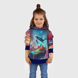 Толстовка-худи детская Космический кит - нейросеть, цвет: 3D-синий — фото 2