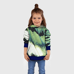 Толстовка-худи детская Зелено-черные пятна на светлом, цвет: 3D-синий — фото 2