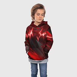 Толстовка-худи детская Яркая красная объемная абстракция, цвет: 3D-меланж — фото 2
