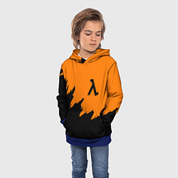 Толстовка-худи детская Half life чёрно оранжевый, цвет: 3D-синий — фото 2