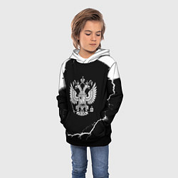 Толстовка-худи детская Герб РФ шторм, цвет: 3D-черный — фото 2