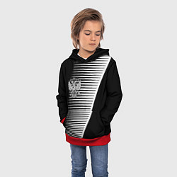 Толстовка-худи детская Герб текстура геомтерия, цвет: 3D-красный — фото 2