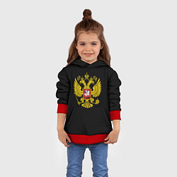 Толстовка-худи детская Герб РФ gold, цвет: 3D-красный — фото 2