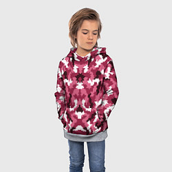 Толстовка-худи детская Розовые пиксели камуфляж, цвет: 3D-меланж — фото 2