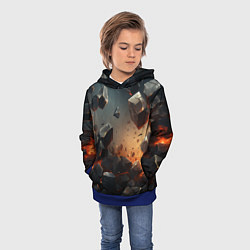 Толстовка-худи детская Эпичный взрыв из камней, цвет: 3D-синий — фото 2