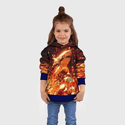 Толстовка-худи детская Золотая акула и море золотых монет, цвет: 3D-синий — фото 2