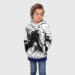 Толстовка-худи детская Чёрно-белая абстракция нейросеть, цвет: 3D-синий — фото 2