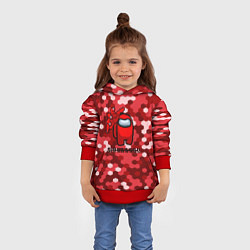 Толстовка-худи детская Among us pixel game, цвет: 3D-красный — фото 2
