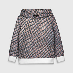 Толстовка-худи детская Кожаный принт, цвет: 3D-белый