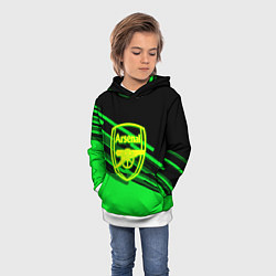 Толстовка-худи детская Arsenal geometry line green, цвет: 3D-белый — фото 2