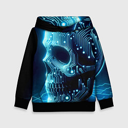 Детская толстовка Cyber neon skull - ai art с дорожками на плате