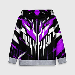 Толстовка-худи детская Purple and white abstraction on a black background, цвет: 3D-меланж