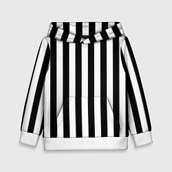 Толстовка-худи детская Вертикальные черно белые полосы, цвет: 3D-белый