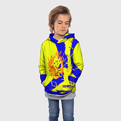Толстовка-худи детская Samurai logo yellow fire, цвет: 3D-меланж — фото 2