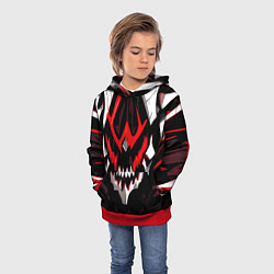 Толстовка-худи детская Абстрактное красное лицо монстра, цвет: 3D-красный — фото 2