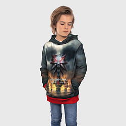 Толстовка-худи детская Ведьмак корабли лого, цвет: 3D-красный — фото 2
