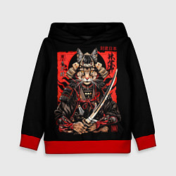 Детская толстовка Кот самурай - гравюра