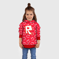 Толстовка-худи детская Roblox smile pattern, цвет: 3D-красный — фото 2
