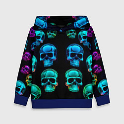 Детская толстовка Neon skulls - ai art pattern