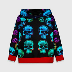 Детская толстовка Neon skulls - ai art pattern