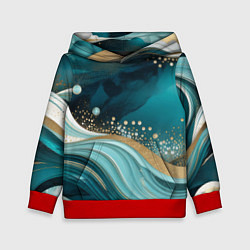Толстовка-худи детская Бирюзовый подводный мир, цвет: 3D-красный