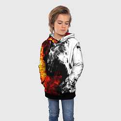 Толстовка-худи детская Битва дыма и огня, цвет: 3D-черный — фото 2