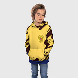 Толстовка-худи детская Герб РФ текстура ретро, цвет: 3D-синий — фото 2